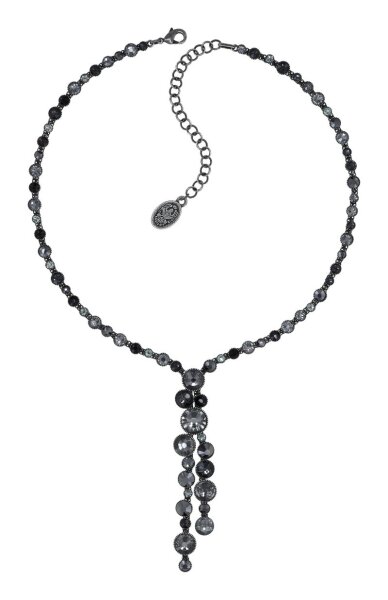 Konplott - Water Cascade Glam - black, dark antique silver, necklace Y