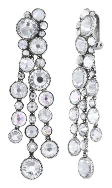 Konplott - Water Cascade Glam - white, antique silver, earring clip dangling