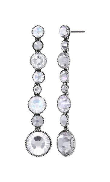 Konplott - Water Cascade Glam - white, antique silver, earring stud dangling