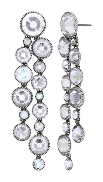 Konplott - Water Cascade Glam - white, antique silver, earring stud dangling