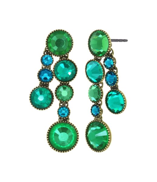 Konplott - Water Cascade Glam - green, antique brass, earring stud dangling