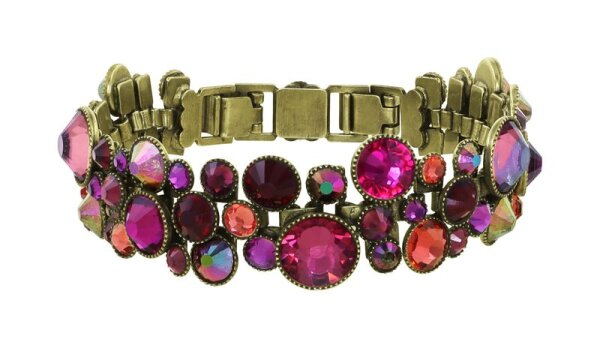 Konplott - Water Cascade Glam - coraline/dark rose, antique brass, bracelet