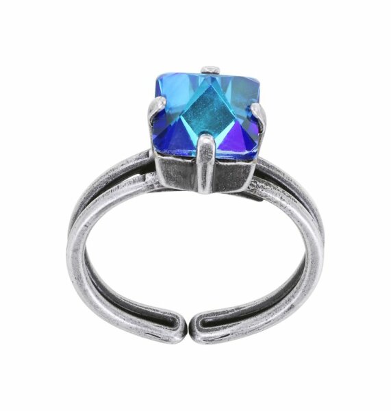 Konplott - Punk Classics - blue, crystal bermuda blue, antique silver, ring