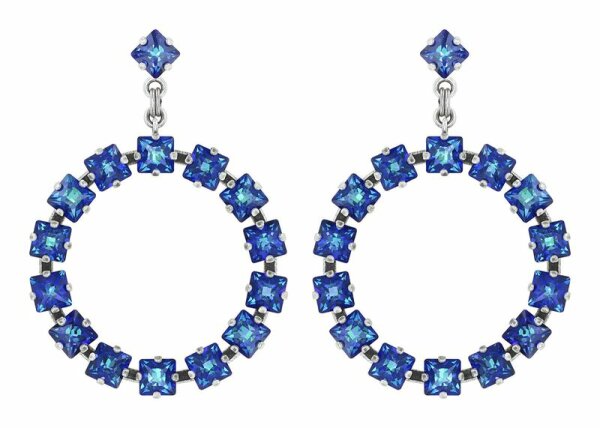Konplott - Punk Classics - blue, crystal bermuda blue, antique silver, earring stud dangling
