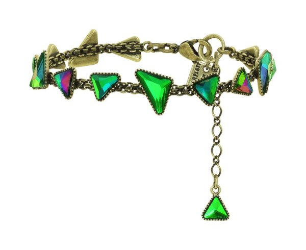 Konplott - Jumping Angles - green, crystal volcano, antique brass, bracelet