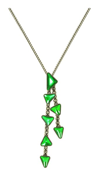 Konplott - Jumping Angles - green, crystal volcano, antique brass, necklace pendant