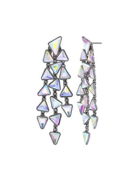 Konplott - Jumping Angles - white/lila, crystal AB, antique silver, earring stud dangling