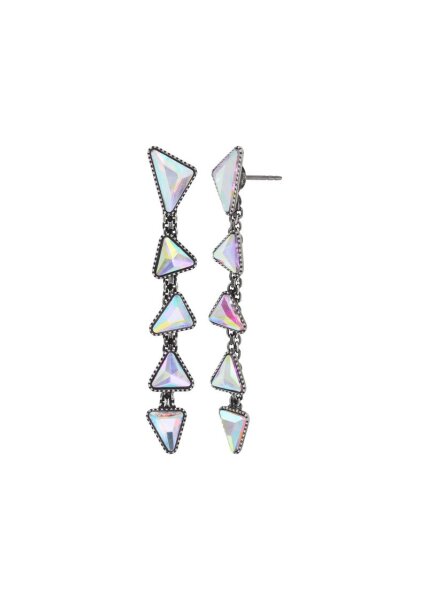 Konplott - Jumping Angles - white/lila, crystal AB, antique silver, earring stud dangling
