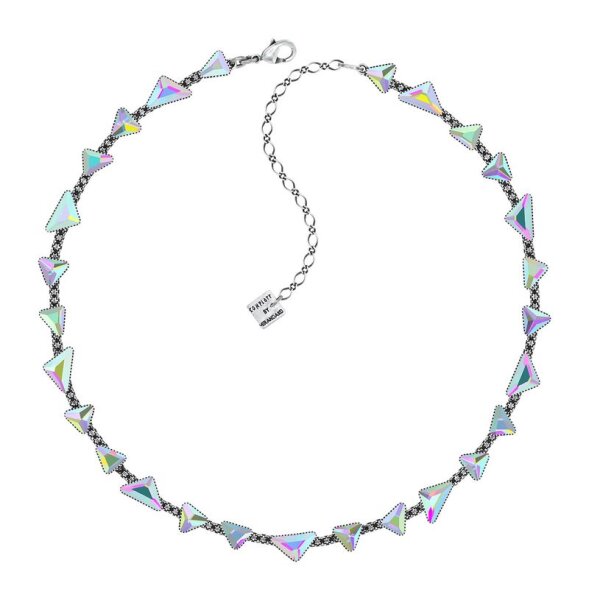 Konplott - Jumping Angles - white/lila, crystal AB, antique silver, necklace