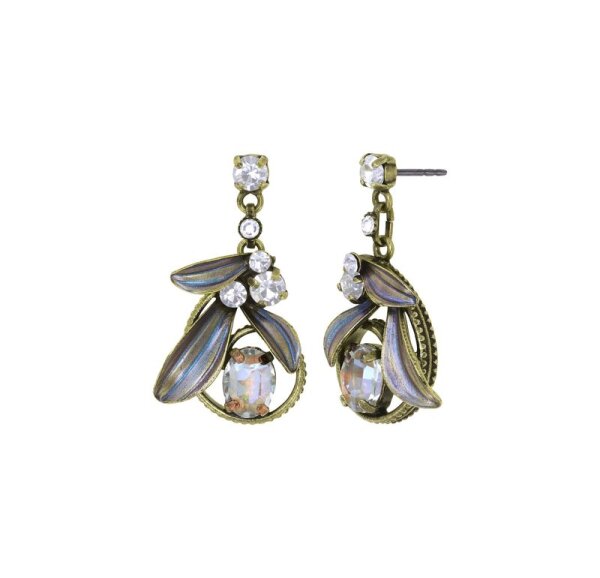 Konplott - Crystal Forest - white, antique brass, earring stud dangling