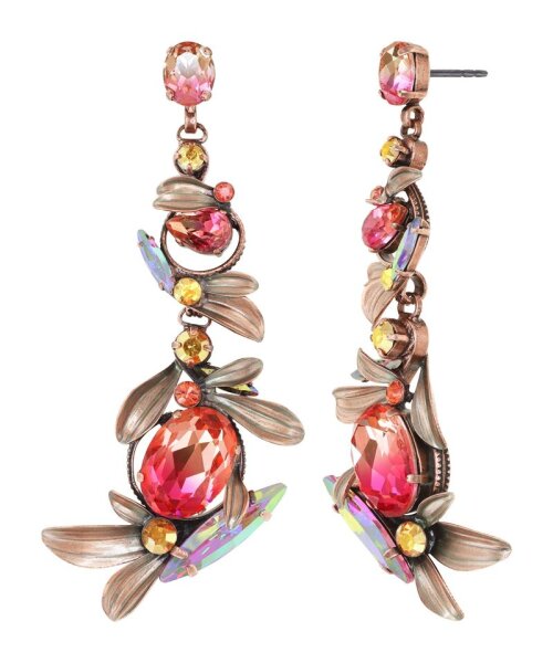 Konplott - Crystal Forest - pink, antique copper, earring stud dangling