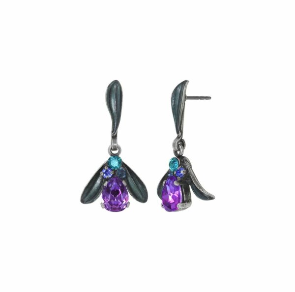 Konplott - Crystal Forest - blue/lila, antique silver, earring stud dangling
