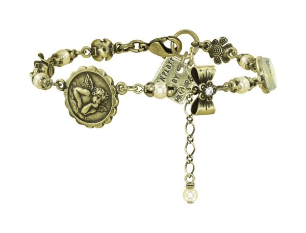 Konplott - Love, Hope and Destiny - white, antique brass, bracelet