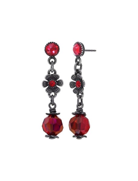 Konplott - Love, Hope and Destiny - red, dark antique silver, earring stud dangling