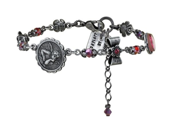 Konplott - Love, Hope and Destiny - red, dark antique silver, bracelet