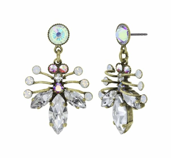 Konplott - Clubbing Bugs - white, antique brass, earring stud dangling