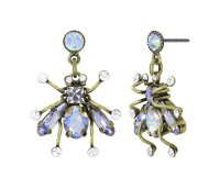 Konplott - Clubbing Bugs - white, antique brass, earring...