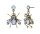 Konplott - Clubbing Bugs - white, antique brass, earring stud dangling