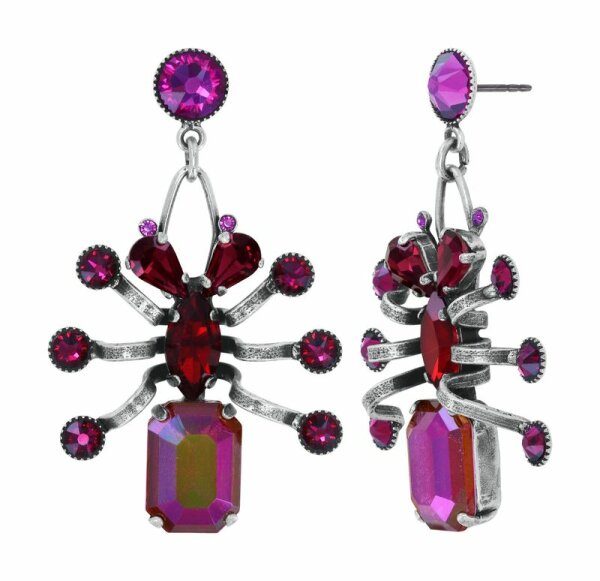 Konplott - Clubbing Bugs - red, antique silver, earring stud dangling
