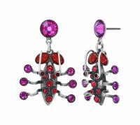Konplott - Clubbing Bugs - red, antique silver, earring...