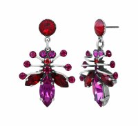 Konplott - Clubbing Bugs - red, antique silver, earring...