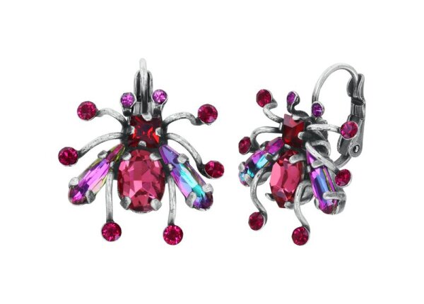 Konplott - Clubbing Bugs - red, antique silver, earring eurowire dangling