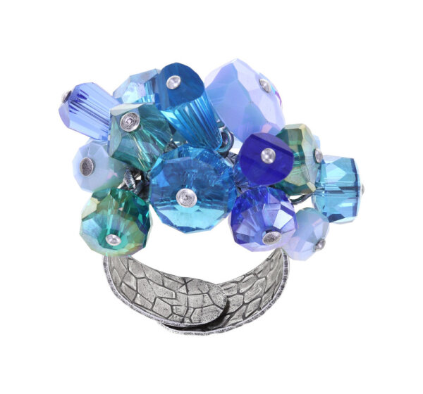 Konplott - Bead Snake Jelly - blue/green, antique silver, ring