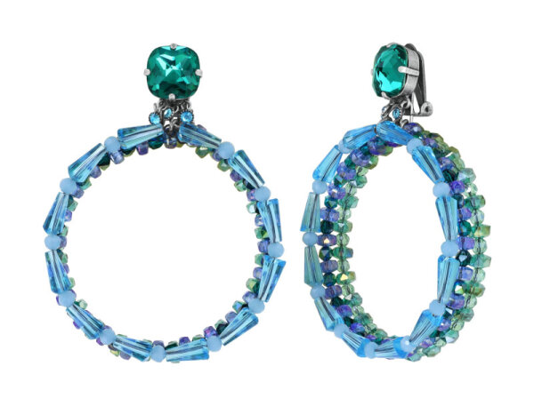 Konplott - Bead Snake Jelly - blue/green, antique silver, earring clip dangling