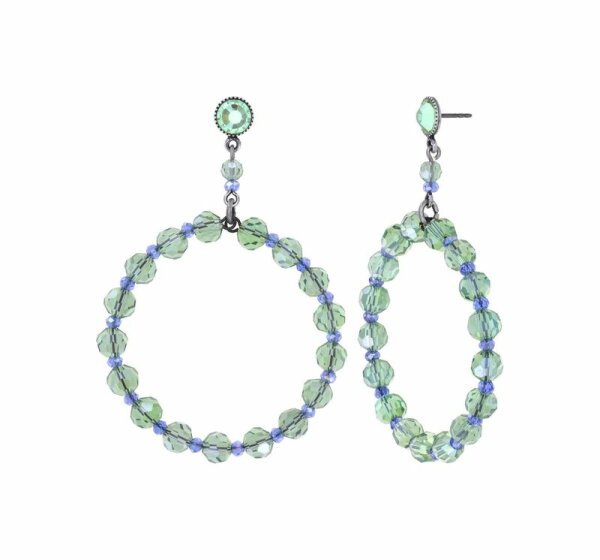 Konplott - Bead Snake Jelly - Blau, Grün, Antiksilber, Ohrringe mit Stecker und Hängelement
