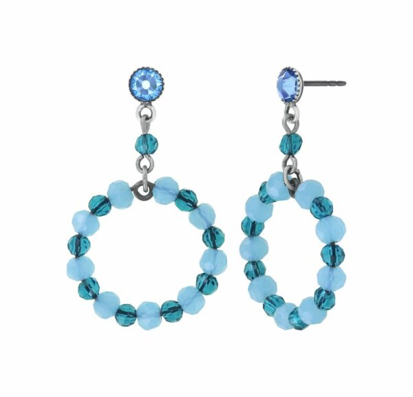 Konplott - Bead Snake Jelly - Blau, Grün, Antiksilber, Ohrringe mit Stecker und Hängelement