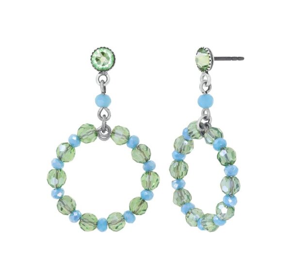 Konplott - Bead Snake Jelly - blue/green, antique silver, earring stud dangling