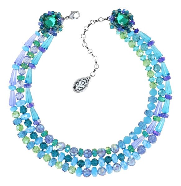 Konplott - Bead Snake Jelly - blue/green, antique silver, necklace