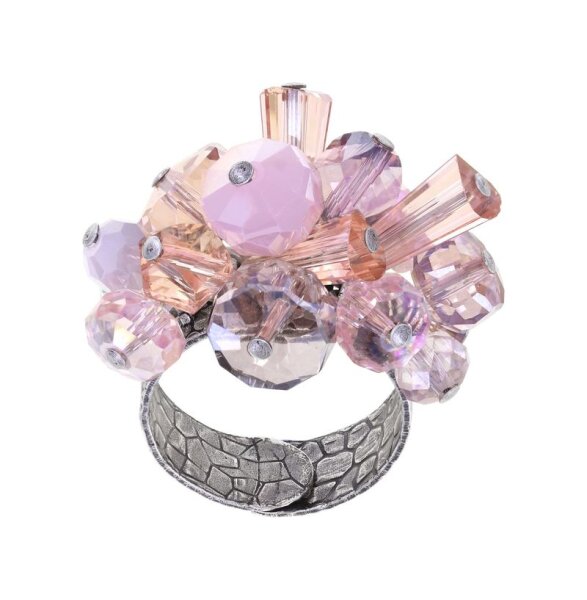 Konplott - Bead Snake Jelly - pink, antique silver, ring