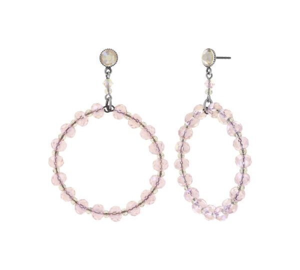 Konplott - Bead Snake Jelly - pink, antique silver, earring stud dangling