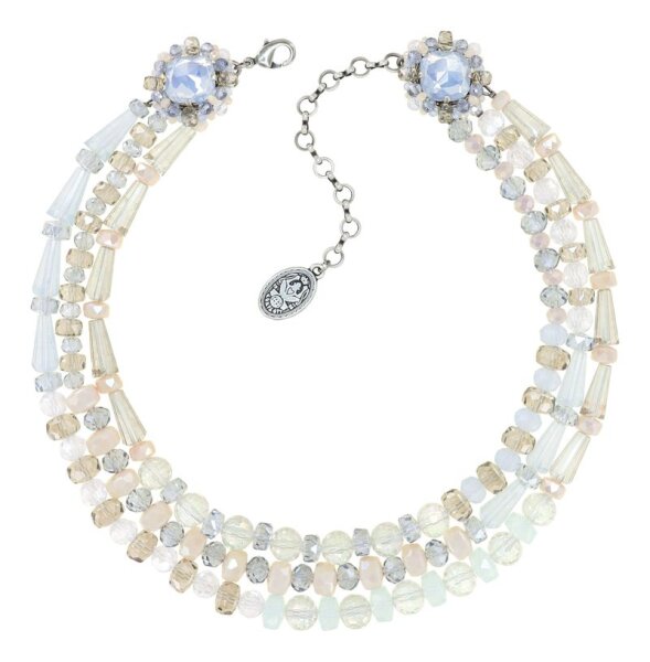 Konplott - Bead Snake Jelly - white, antique silver, necklace