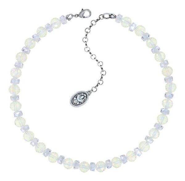 Konplott - Bead Snake Jelly - white, antique silver, necklace