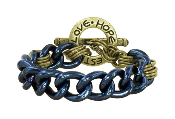 Konplott - Unchained - metallic blue, antique brass, bracelet