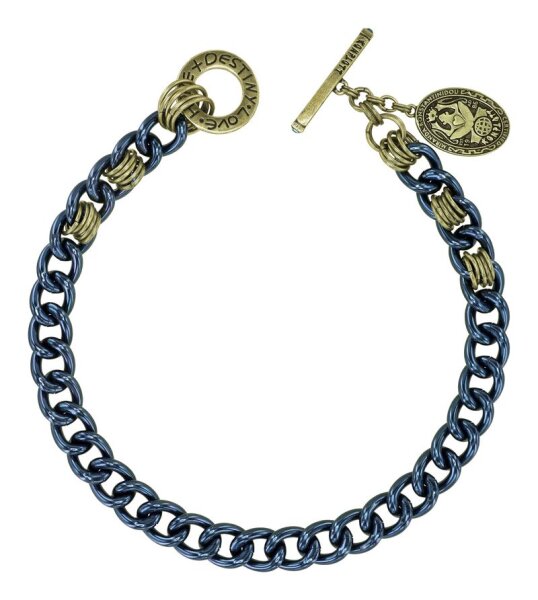 Konplott - Unchained - metallisch Blau, Antikmessing, Halskette