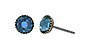 Konplott - Black Jack - blue, blue zircon shimmer, antique brass, earring stud-flat