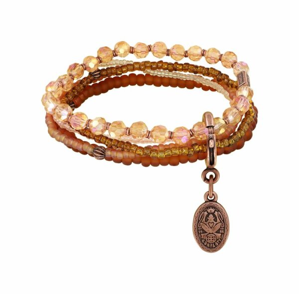 Konplott - Petit Glamour dAfrique - Braun, Antikkupfer, Armband auf Gummiband