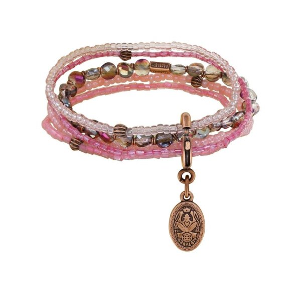 Konplott - Petit Glamour dAfrique - pink, antique copper, bracelet elastic