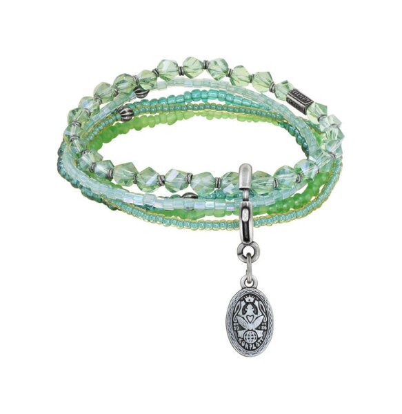 Konplott - Petit Glamour dAfrique - Grün, Antiksilber, Armband auf Gummiband