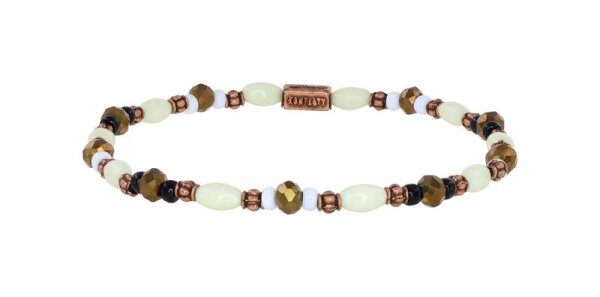 Konplott - Petit Glamour dAfrique - black/white, antique copper, bracelet elastic