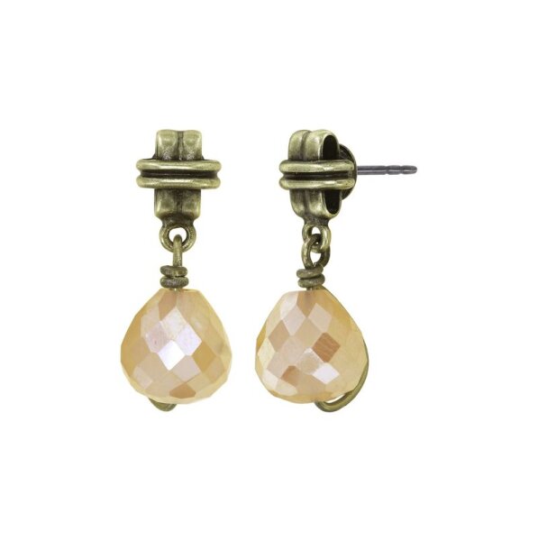 Konplott - Merry Go Round - beige, antique brass, earring stud dangling