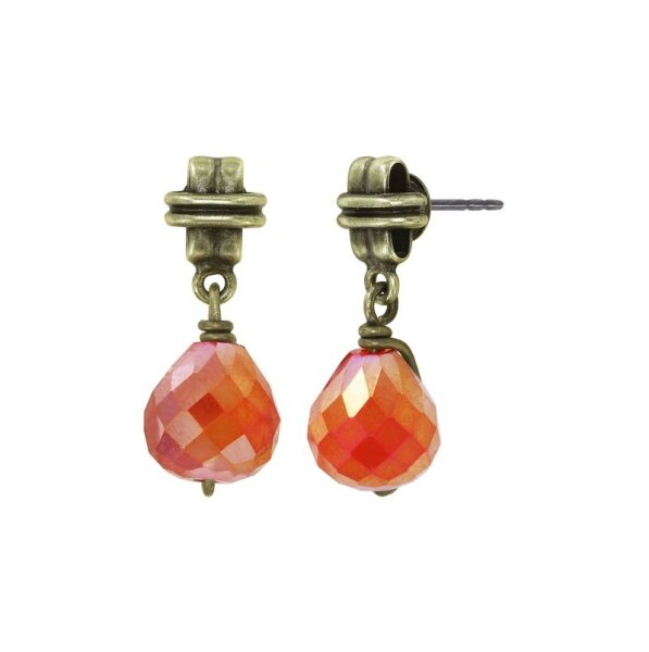 Konplott - Merry Go Round - orange, antique brass, earring stud dangling