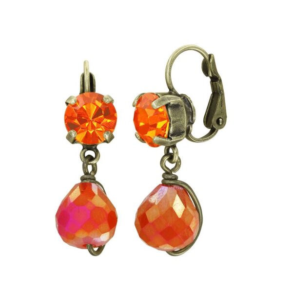 Konplott - Merry Go Round - orange, antique brass, earring eurowire dangling