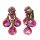 Konplott - Merry Go Round - dark red, antique brass, earring clip dangling