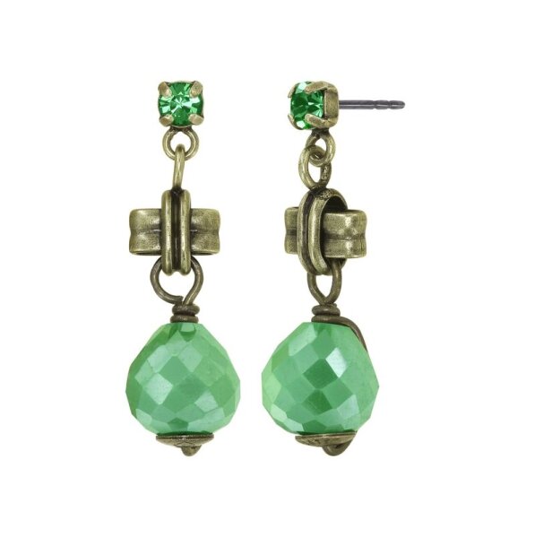 Konplott - Merry Go Round - green, antique brass, earring stud dangling