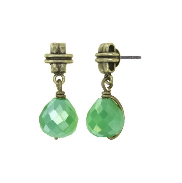 Konplott - Merry Go Round - green, antique brass, earring stud dangling