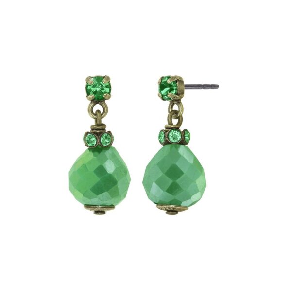 Konplott - Merry Go Round - green, antique brass, earring stud dangling